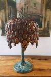 Đèn hổ phách Tiffany sang trọng, bàn đá quý 45 cm